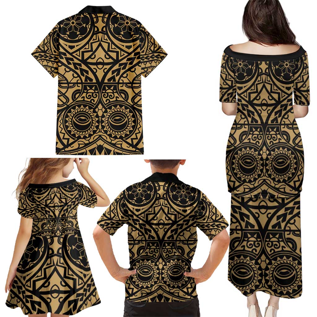Austral Islands Family Matching Puletasi and Hawaiian Shirt Tuhaa Pae Penu Stars Necklace Gold - Polynesian Pride