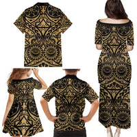 Austral Islands Family Matching Puletasi and Hawaiian Shirt Tuhaa Pae Penu Stars Necklace Gold - Polynesian Pride