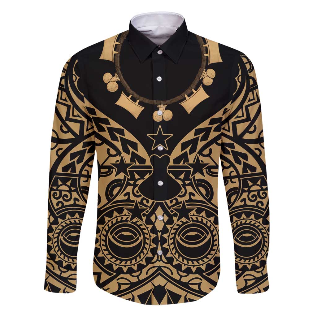 Austral Islands Family Matching Puletasi and Hawaiian Shirt Tuhaa Pae Penu Stars Necklace Gold - Polynesian Pride