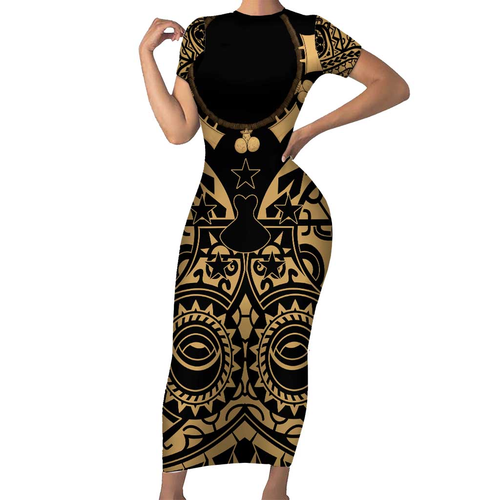 Austral Islands Family Matching Short Sleeve Bodycon Dress and Hawaiian Shirt Tuhaa Pae Penu Stars Necklace Gold - Polynesian Pride