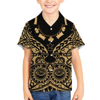 Austral Islands Family Matching Short Sleeve Bodycon Dress and Hawaiian Shirt Tuhaa Pae Penu Stars Necklace Gold - Polynesian Pride