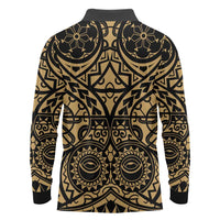 Austral Islands Long Sleeve Polo Shirt Tuhaa Pae Penu Stars Necklace Gold - Polynesian Pride