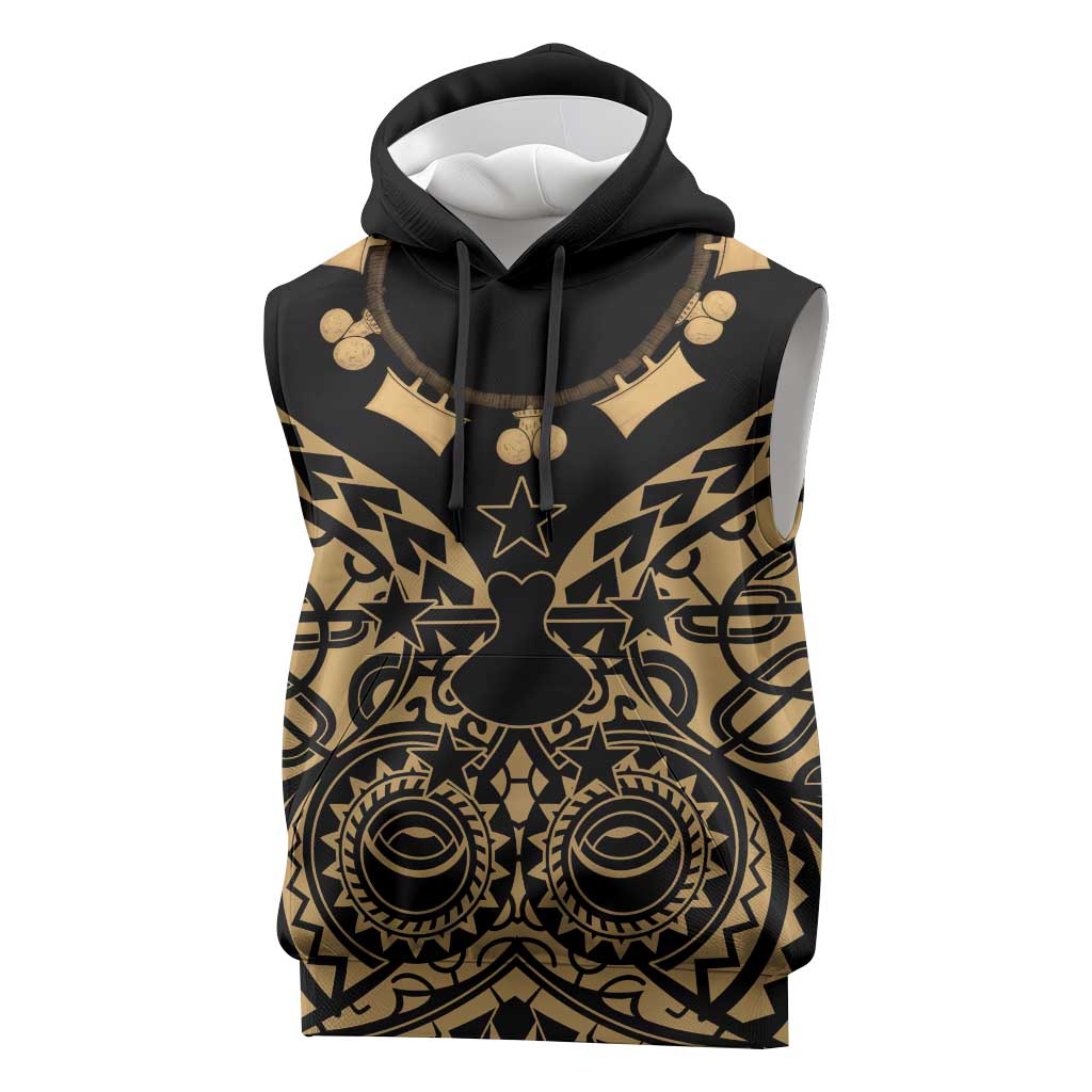 Austral Islands Sleeveless Hoodie Tuhaa Pae Penu Stars Necklace Gold LT14 Gold - Polynesian Pride