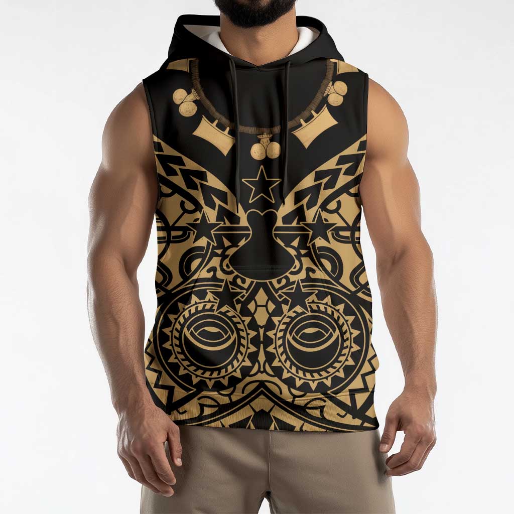 Austral Islands Sleeveless Hoodie Tuhaa Pae Penu Stars Necklace Gold - Polynesian Pride