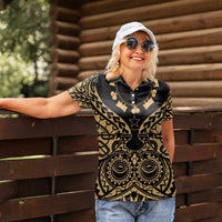 Austral Islands Women Polo Shirt Tuhaa Pae Penu Stars Necklace Gold - Polynesian Pride