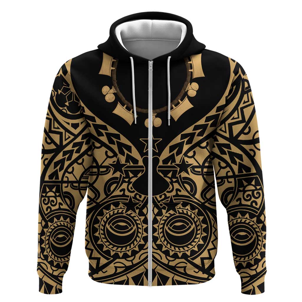 Austral Islands Zip Hoodie Tuhaa Pae Penu Stars Necklace Gold LT14 Zip Hoodie Gold - Polynesian Pride