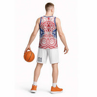 Austral Islands Basketball Jersey Tuhaa Pae Penu Stars Necklace Red - Polynesian Pride
