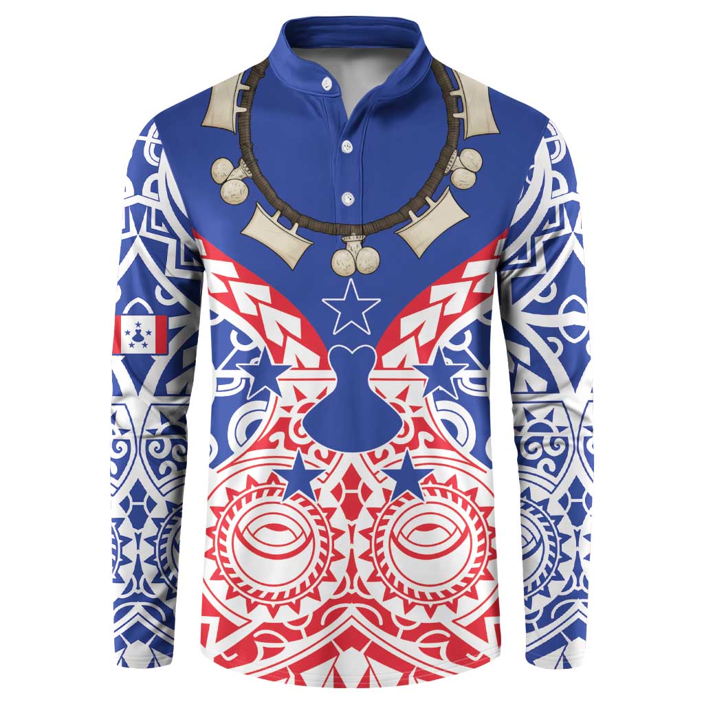 Austral Islands Button Sweatshirt Tuhaa Pae Penu Stars Necklace Red - Polynesian Pride