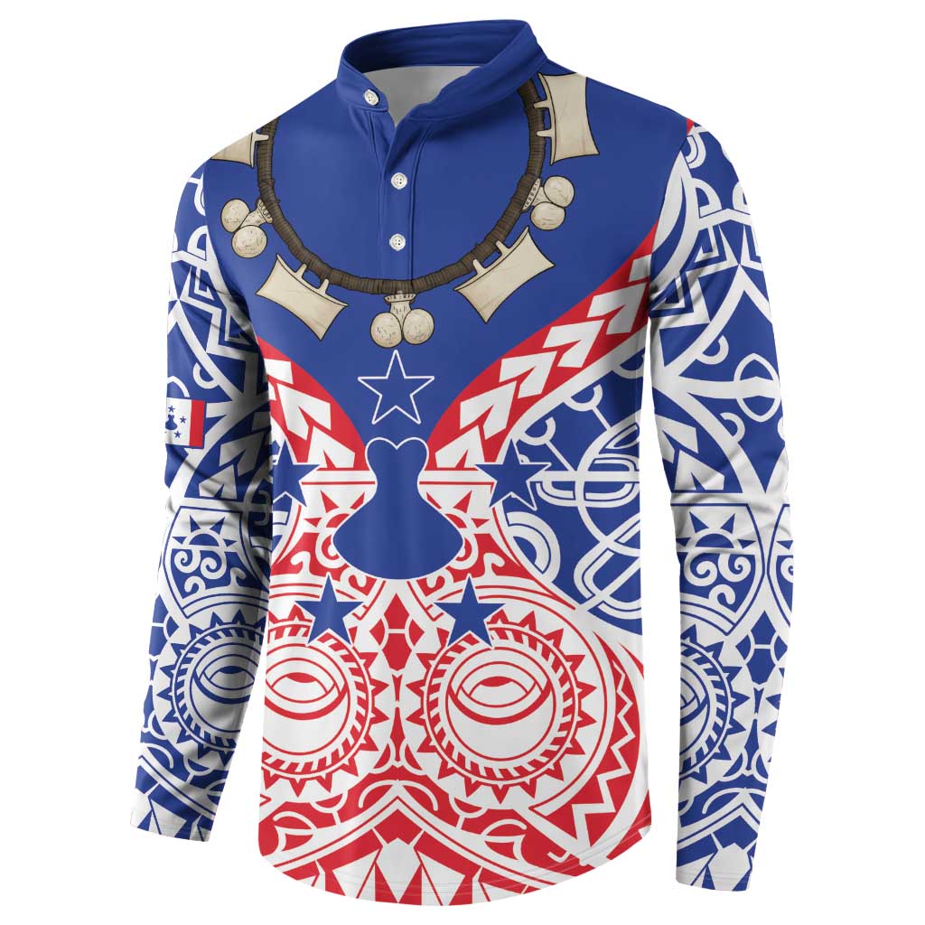 Austral Islands Button Sweatshirt Tuhaa Pae Penu Stars Necklace Red - Polynesian Pride