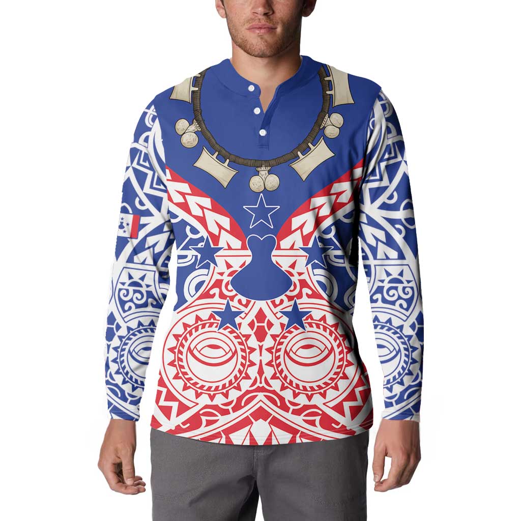 Austral Islands Button Sweatshirt Tuhaa Pae Penu Stars Necklace Red - Polynesian Pride