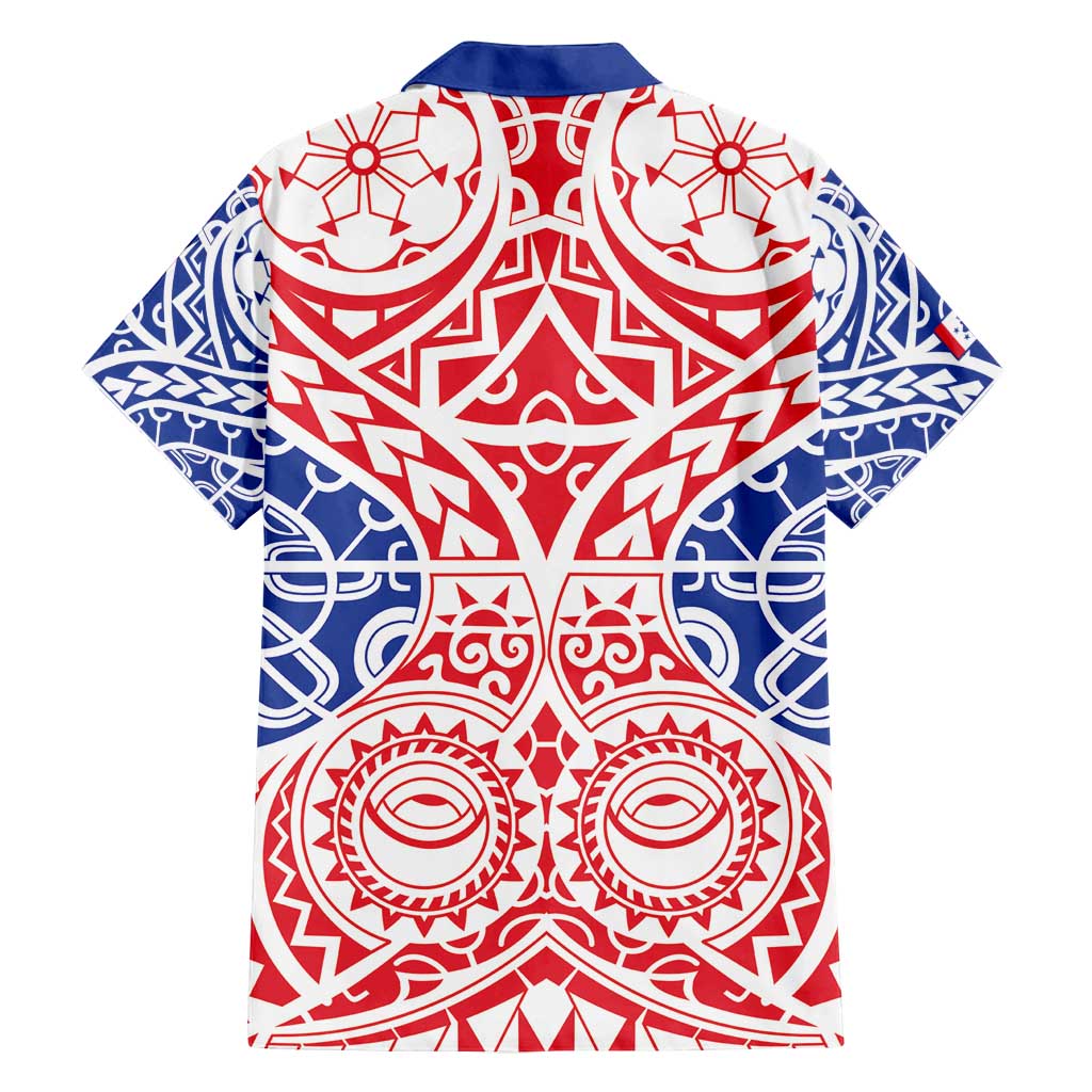 Austral Islands Family Matching Long Sleeve Bodycon Dress and Hawaiian Shirt Tuhaa Pae Penu Stars Necklace Red - Polynesian Pride