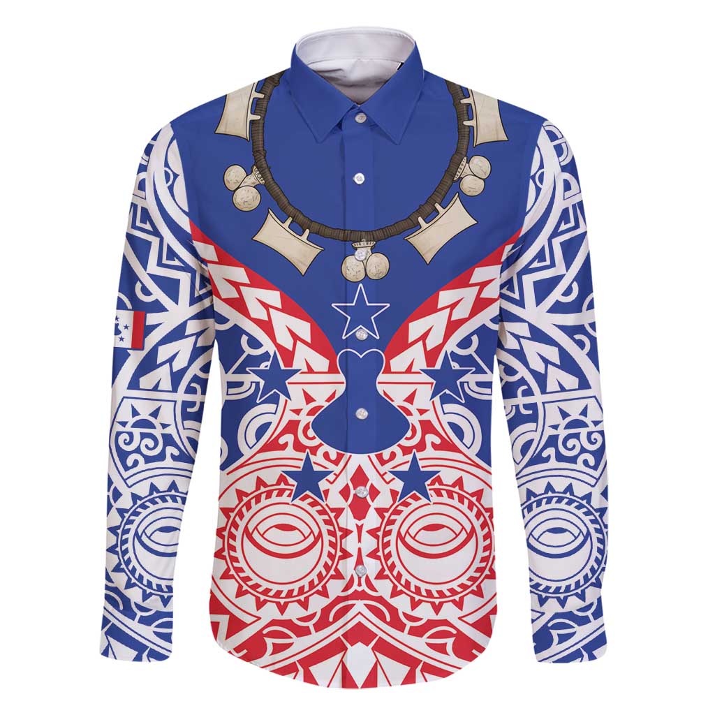 Austral Islands Family Matching Off Shoulder Maxi Dress and Hawaiian Shirt Tuhaa Pae Penu Stars Necklace Red - Polynesian Pride