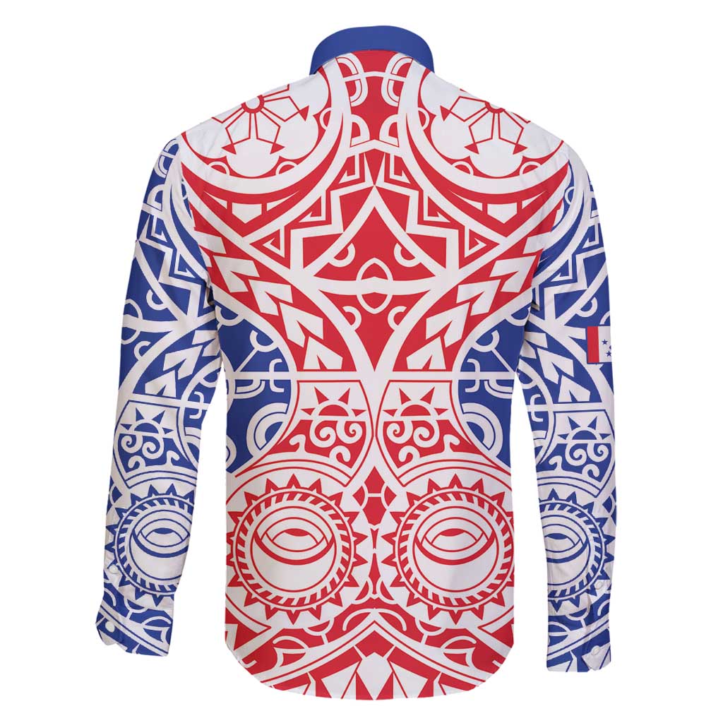 Austral Islands Family Matching Off Shoulder Maxi Dress and Hawaiian Shirt Tuhaa Pae Penu Stars Necklace Red - Polynesian Pride