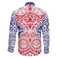 Austral Islands Family Matching Off Shoulder Short Dress and Hawaiian Shirt Tuhaa Pae Penu Stars Necklace Red - Polynesian Pride