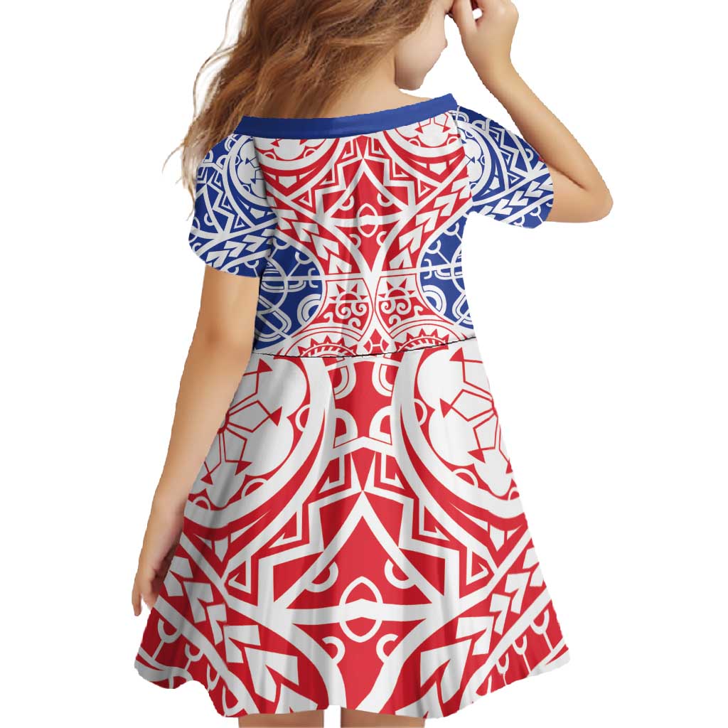 Austral Islands Family Matching Short Sleeve Bodycon Dress and Hawaiian Shirt Tuhaa Pae Penu Stars Necklace Red - Polynesian Pride