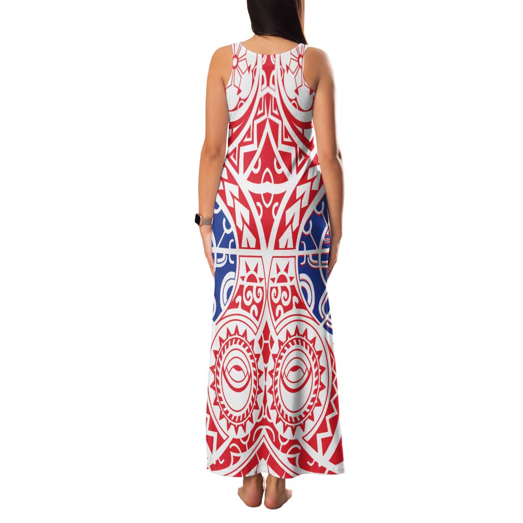 Austral Islands Family Matching Tank Maxi Dress and Hawaiian Shirt Tuhaa Pae Penu Stars Necklace Red - Polynesian Pride