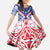 Austral Islands Kid Short Sleeve Dress Tuhaa Pae Penu Stars Necklace Red - Polynesian Pride