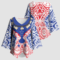 Austral Islands Kimono Sleeve Blouse Tuhaa Pae Penu Stars Necklace Red - Polynesian Pride