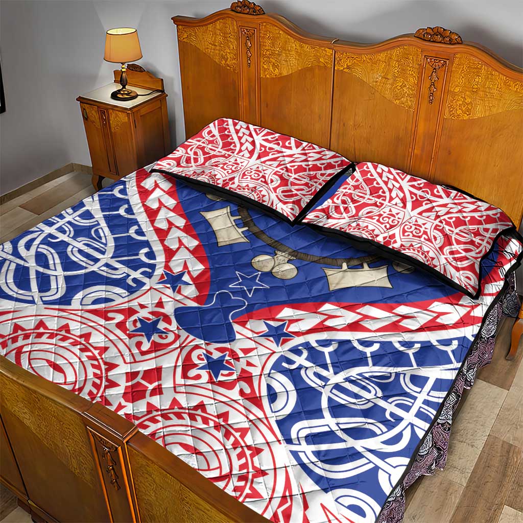 Austral Islands Quilt Bed Set Tuhaa Pae Penu Stars Necklace Red - Polynesian Pride