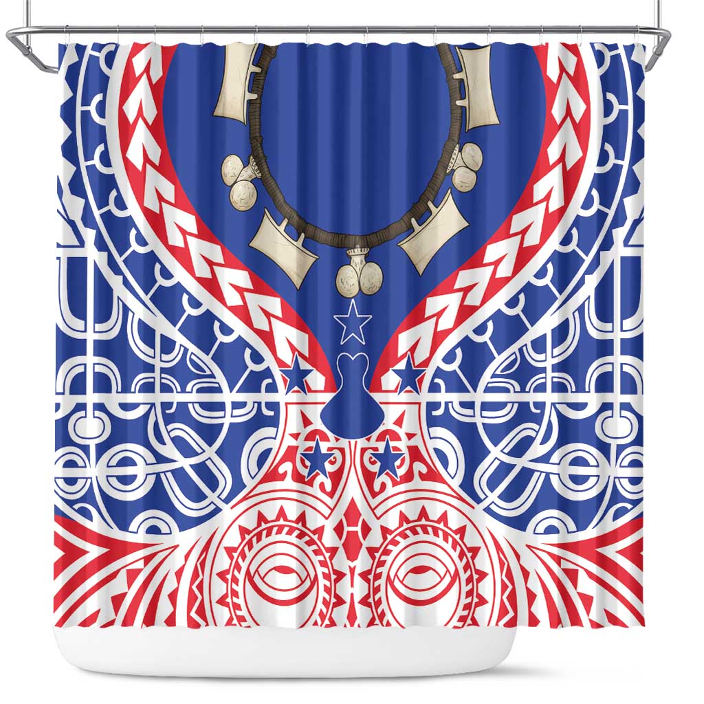 Austral Islands Shower Curtain Tuhaa Pae Penu Stars Necklace Red LT14 Red - Polynesian Pride