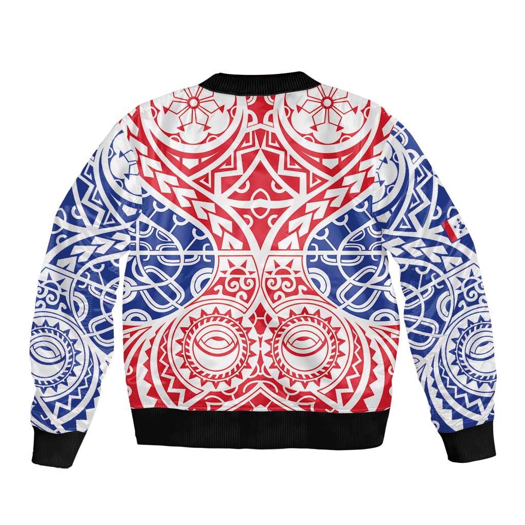 Austral Islands Sleeve Zip Bomber Jacket Tuhaa Pae Penu Stars Necklace Red LT14 - Polynesian Pride