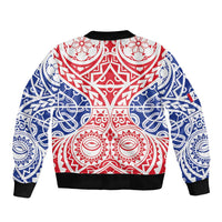 Austral Islands Sleeve Zip Bomber Jacket Tuhaa Pae Penu Stars Necklace Red LT14 - Polynesian Pride