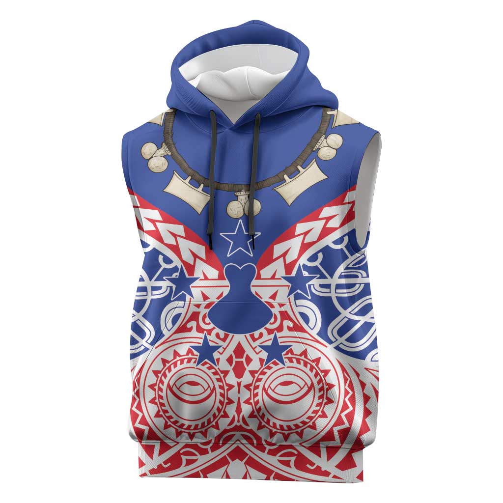Austral Islands Sleeveless Hoodie Tuhaa Pae Penu Stars Necklace Red LT14 Red - Polynesian Pride