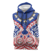 Austral Islands Sleeveless Hoodie Tuhaa Pae Penu Stars Necklace Red - Polynesian Pride