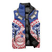 Austral Islands Sleeveless Puffer Jacket Tuhaa Pae Penu Stars Necklace Red - Polynesian Pride