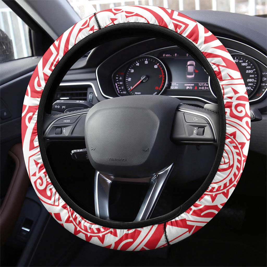Austral Islands Steering Wheel Cover Tuhaa Pae Penu Stars Necklace Red - Polynesian Pride