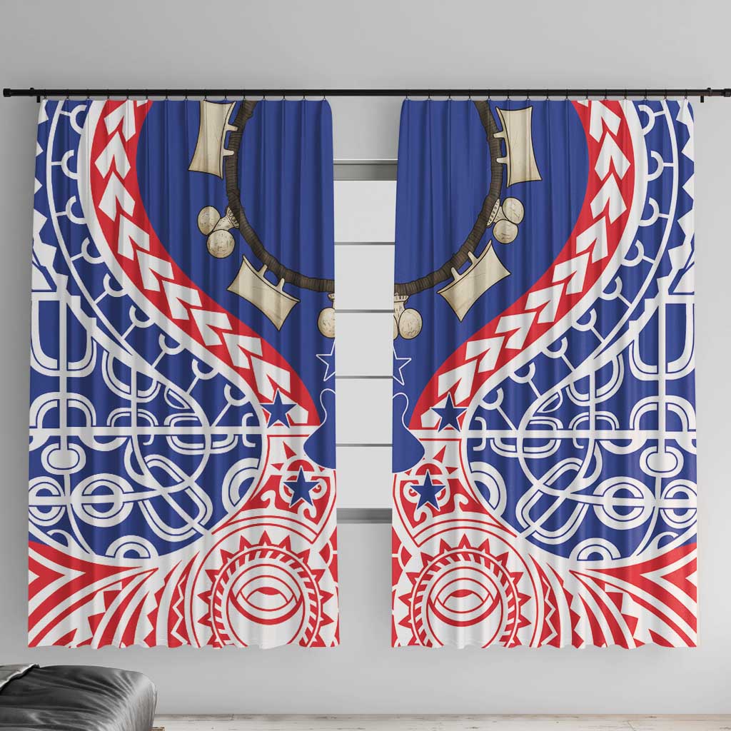Austral Islands Window Curtain Tuhaa Pae Penu Stars Necklace Red LT14 With Hooks Red - Polynesian Pride