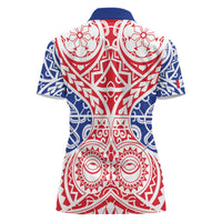 Austral Islands Women Polo Shirt Tuhaa Pae Penu Stars Necklace Red - Polynesian Pride