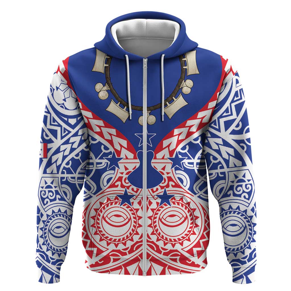 Austral Islands Zip Hoodie Tuhaa Pae Penu Stars Necklace Red LT14 Zip Hoodie Red - Polynesian Pride