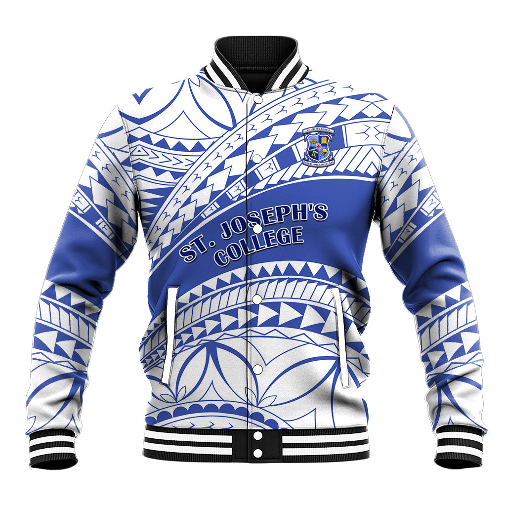 Personalised Samoa St Josephs College Baseball Jacket Marist Brothers Samoan Pattern LT14 Unisex Blue - Polynesian Pride