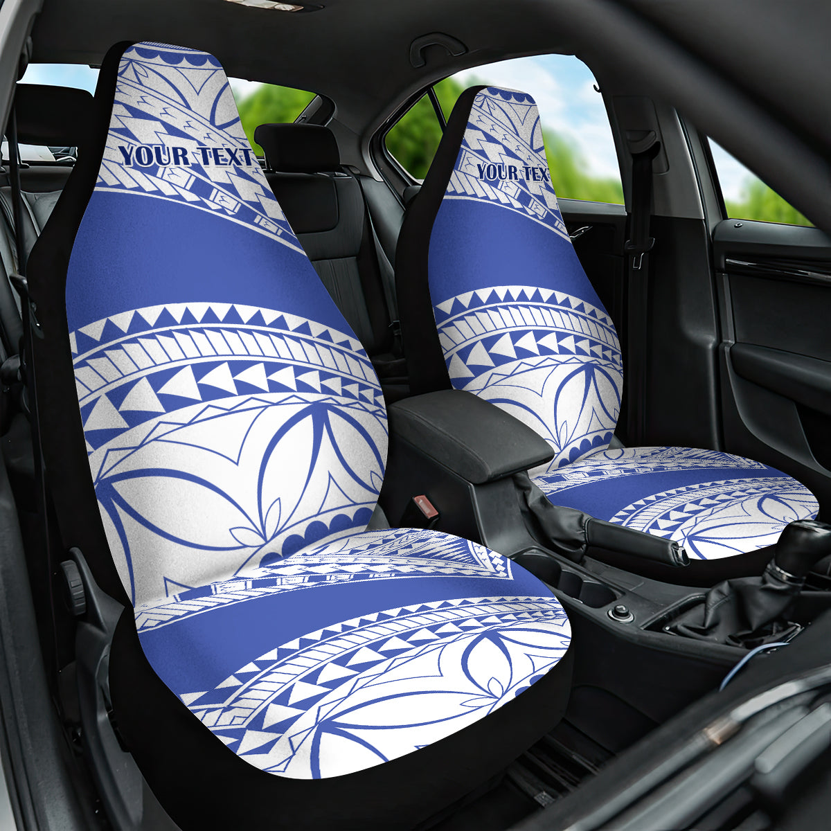 Personalised Samoa St Josephs College Car Seat Cover Marist Brothers Samoan Pattern LT14 One Size Blue - Polynesian Pride