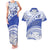 Personalised Samoa St Josephs College Couples Matching Tank Maxi Dress and Hawaiian Shirt Marist Brothers Samoan Pattern LT14 Blue - Polynesian Pride
