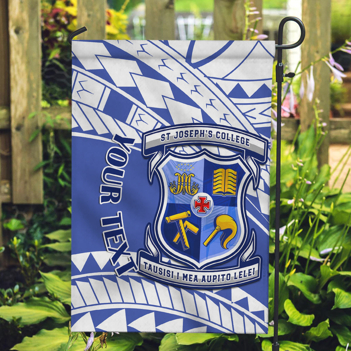 Personalised Samoa St Josephs College Garden Flag Marist Brothers Samoan Pattern LT14 Garden Flag Blue - Polynesian Pride