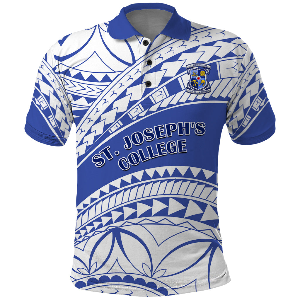 Personalised Samoa St Josephs College Polo Shirt Marist Brothers Samoan Pattern LT14 Blue - Polynesian Pride