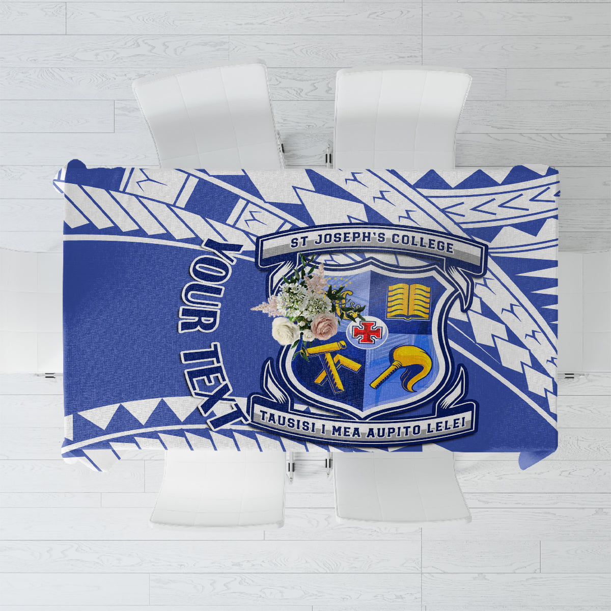 Personalised Samoa St Josephs College Tablecloth Marist Brothers Samoan Pattern LT14 Blue - Polynesian Pride