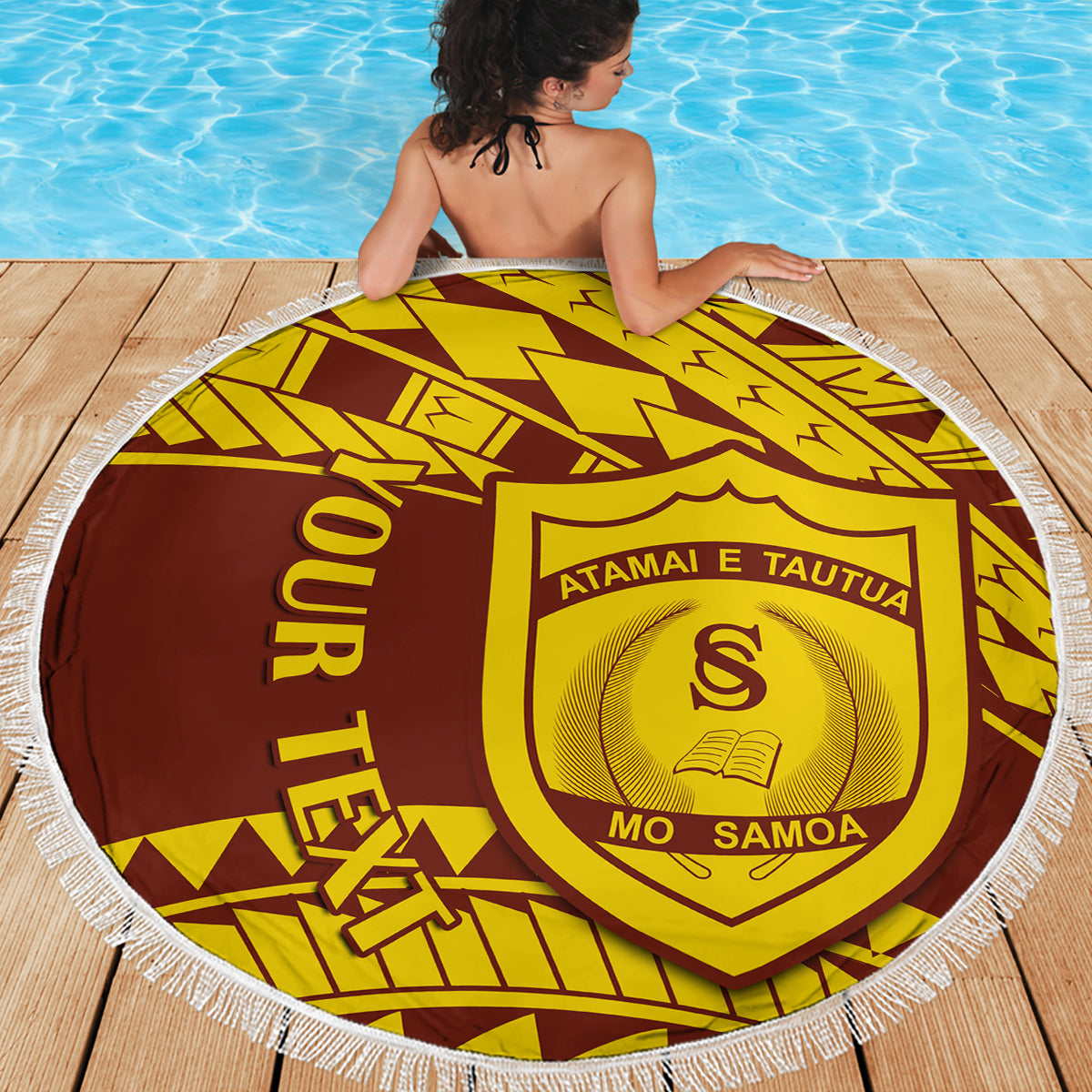 Personalised Samoa College Beach Blanket Samoan Pattern LT14 - Polynesian Pride
