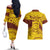 Personalised Samoa College Couples Matching Off The Shoulder Long Sleeve Dress and Hawaiian Shirt Samoan Pattern LT14 - Polynesian Pride