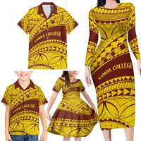 Personalised Samoa College Family Matching Long Sleeve Bodycon Dress and Hawaiian Shirt Samoan Pattern LT14 - Polynesian Pride