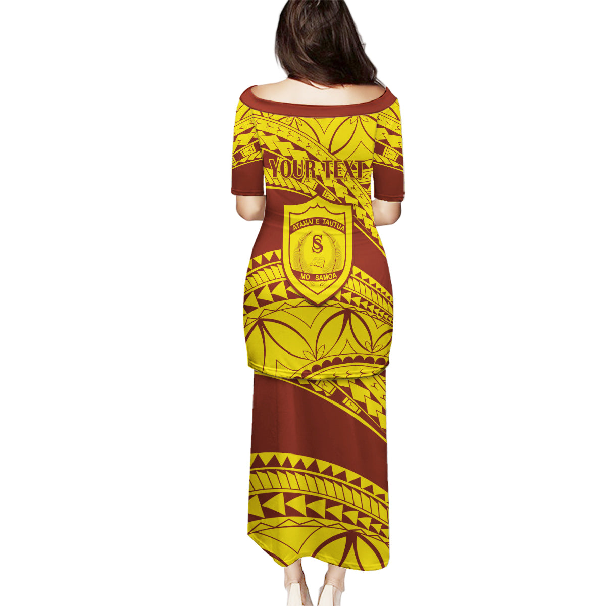 Personalised Samoa College Family Matching Puletasi Dress and Hawaiian Shirt Samoan Pattern LT14 - Polynesian Pride