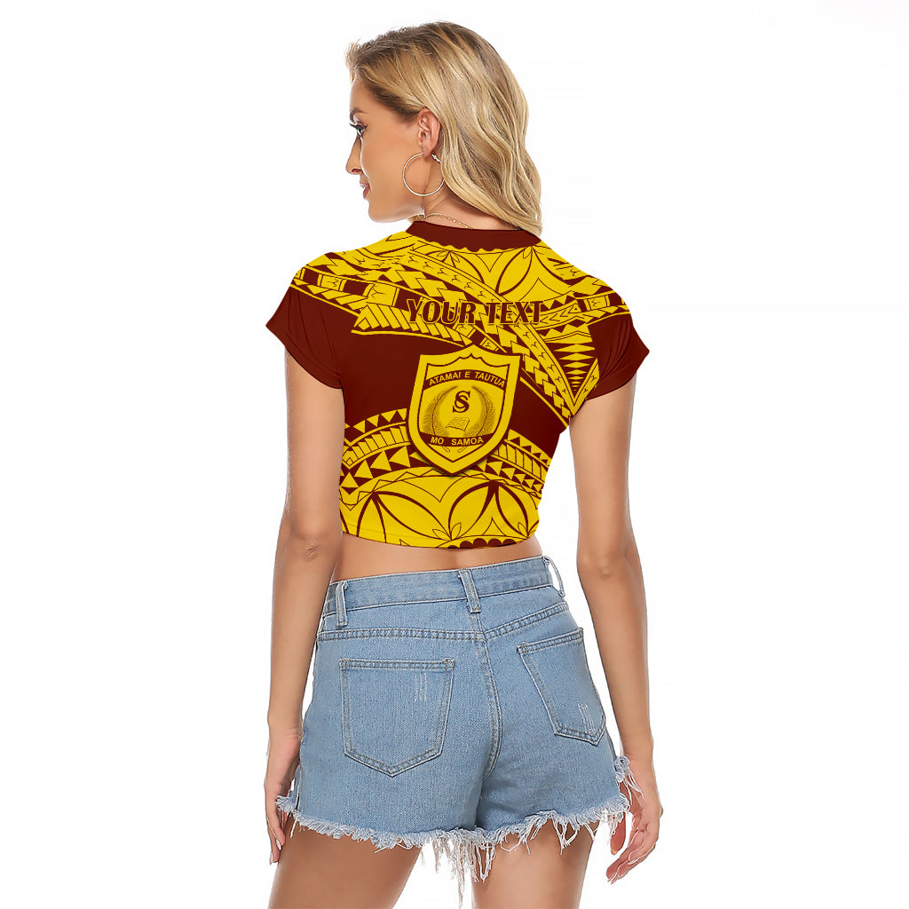 Personalised Samoa College Raglan Cropped T Shirt Samoan Pattern LT14 - Polynesian Pride