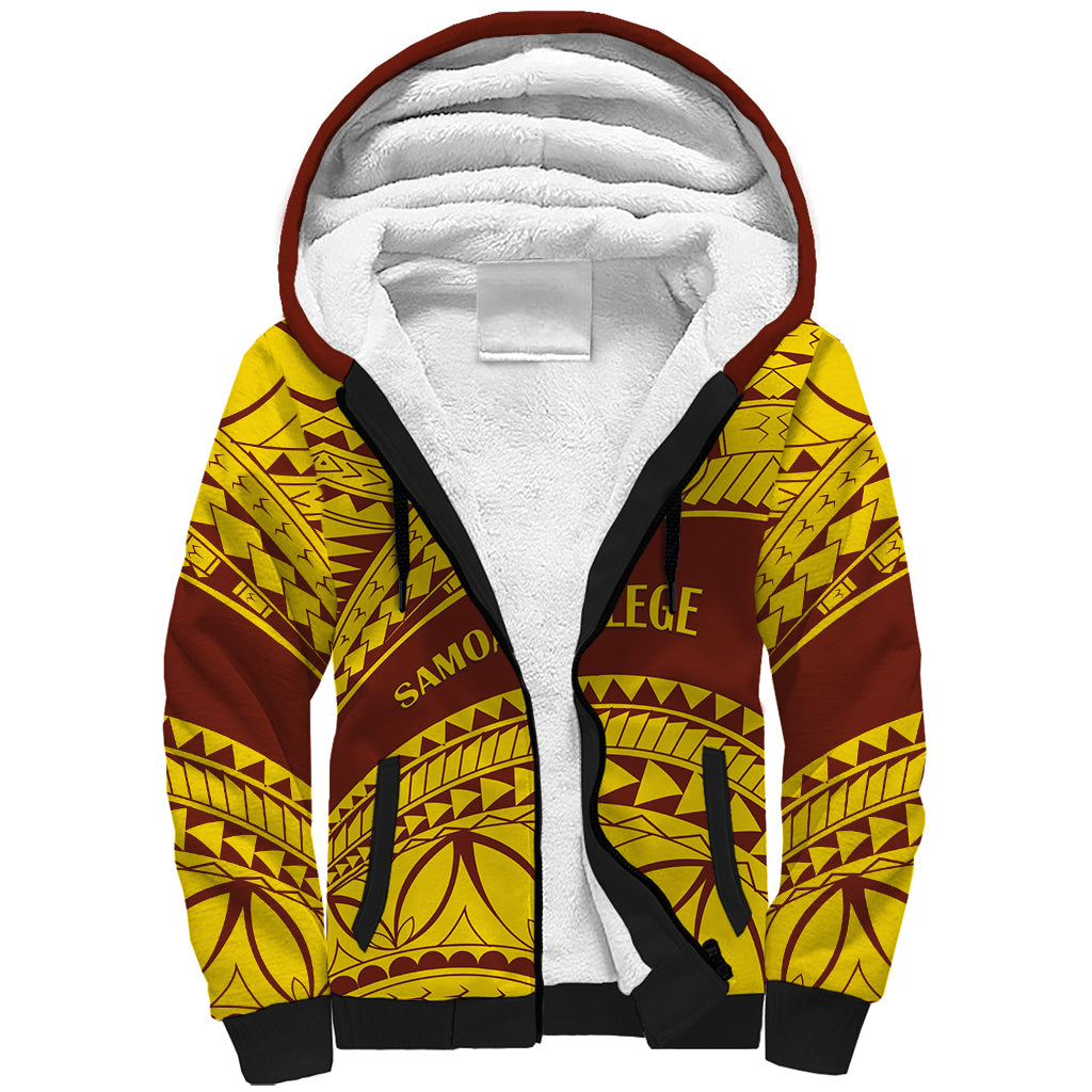 Personalised Samoa College Sherpa Hoodie Samoan Pattern LT14 Unisex Gold - Polynesian Pride