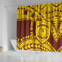 Personalised Samoa College Shower Curtain Samoan Pattern LT14 - Polynesian Pride