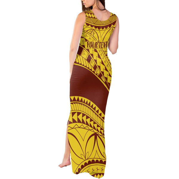 (Custom Personalised) Wallis And Futuna Off Shoulder Long Dress Plumeria Flowers With Orange Polynesian Pattern LT14
