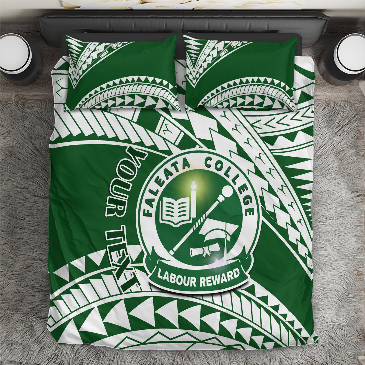 Personalised Samoa Faleata College Bedding Set Samoan Pattern LT14 Green - Polynesian Pride