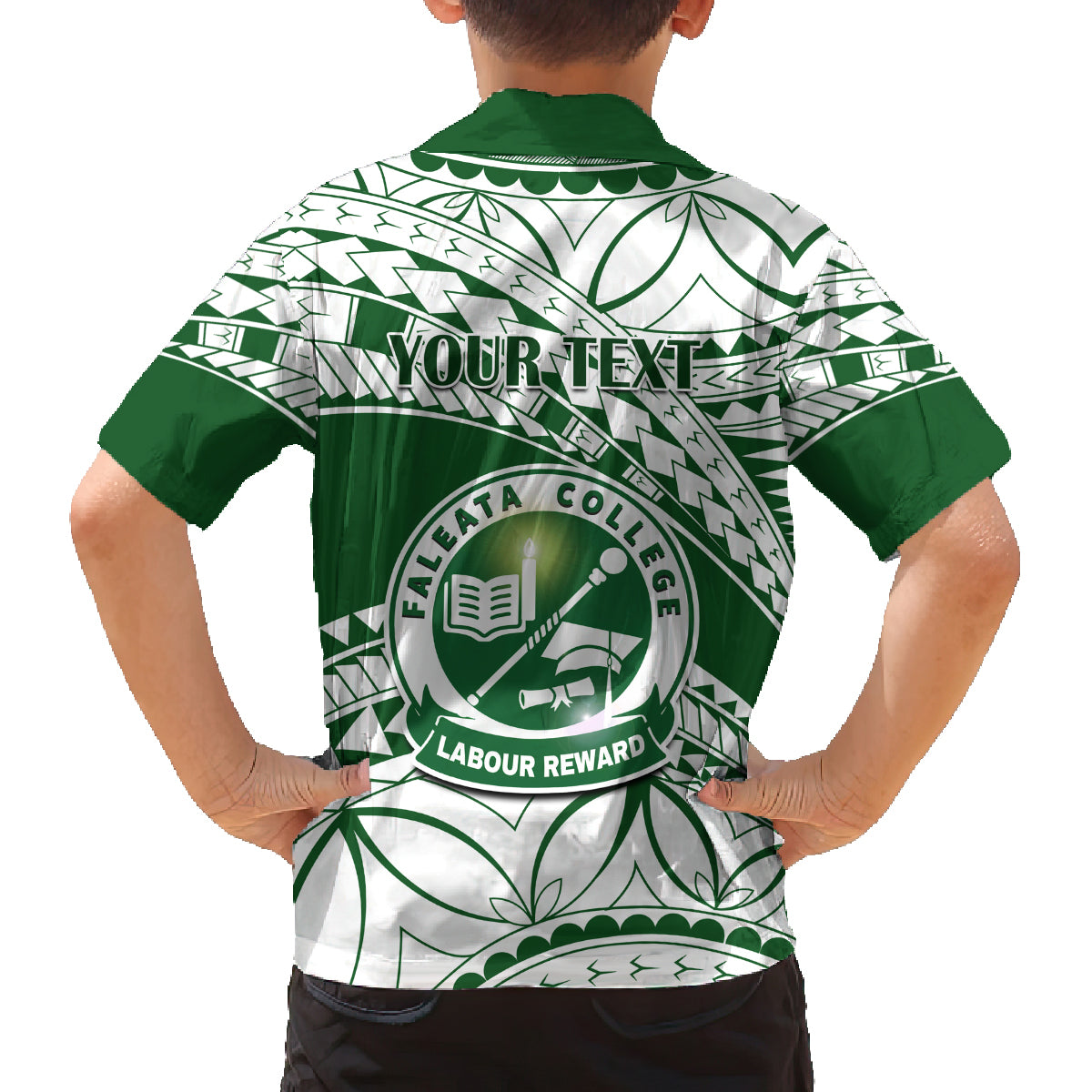 Personalised Samoa Faleata College Family Matching Off Shoulder Long Sleeve Dress and Hawaiian Shirt Samoan Pattern LT14 - Polynesian Pride