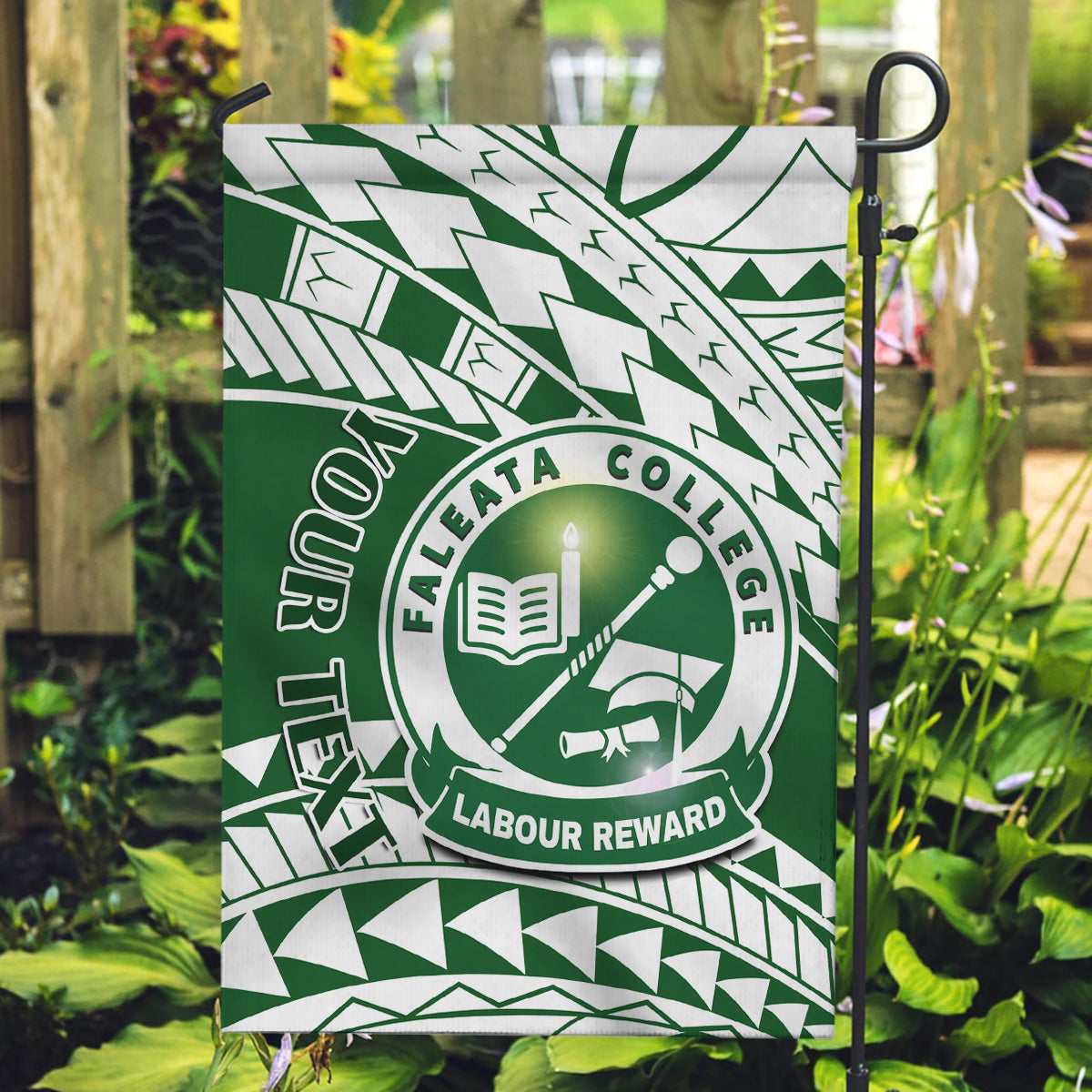 Personalised Samoa Faleata College Garden Flag Samoan Pattern LT14 Garden Flag Green - Polynesian Pride